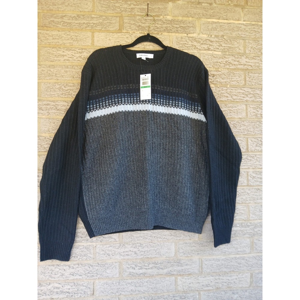 NWT Vintage Calvin Klein Men's 100% Lambswool Fair Aisle Sweater Size L Preppy